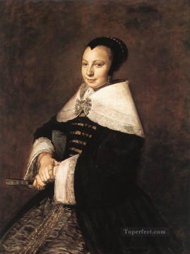 Frans Hals Painting - Portrait Of A Seated Woman Holding A Fan Dutch Golden Age Frans Hals